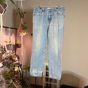 Canyon River Blues Denim Jeans Distressed Light Wash Cotton Mens 36x30